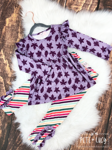 Purple Leaf Pant Set