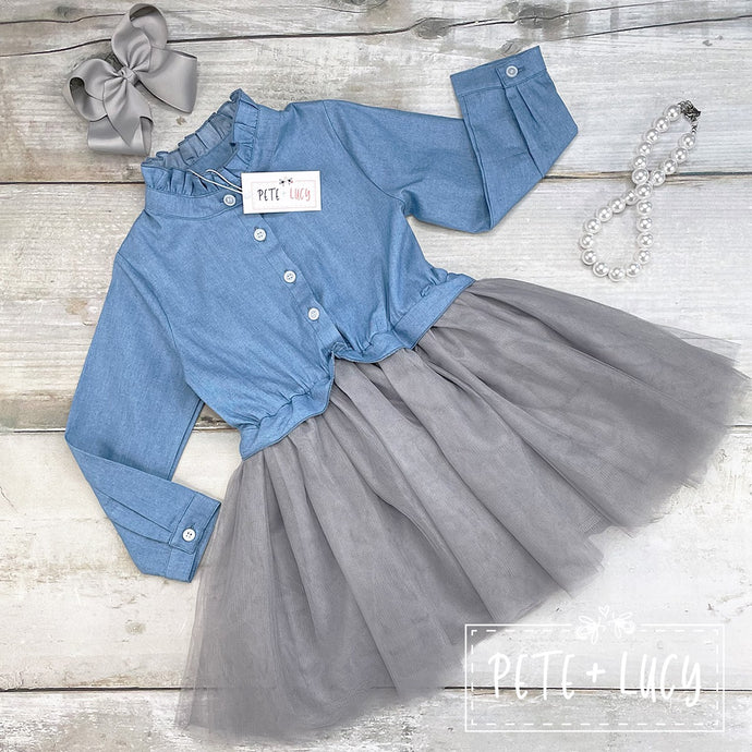 Denim Tulle Dress