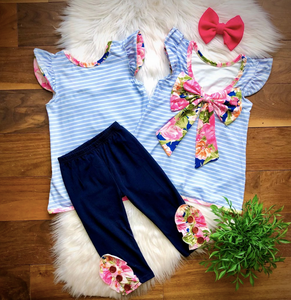 Floral Bow Pant Set